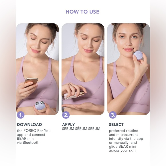 FOREO BEAR Mini Microcurrent Facial Device - Face Sculpting Tool - Picture 3 of 4